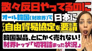 【散々反日やってるのに】オール韓国(財政界)で、日本にFTA自由貿易協定の再開要請！韓国製品がとにかく売れない…財界トップ「切羽詰まった状況」と説明