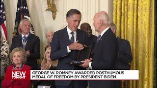 Mitt Romney accepts Presidential Medal of Freedom on behalf of his father, George W. Romney