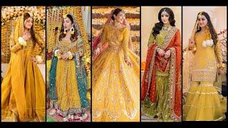 Mehndi dress design 2023 / mayoun haldi mehndi dress design for bride / mehndi dress for bride