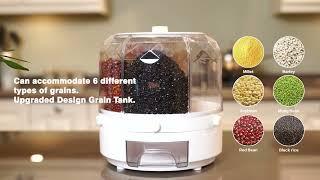 Grain and Rise Storage Container, Grain Dispenser, 360° Rotating Food Dispenser