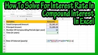 How To Solve For The Rate Of Interest Rate In Compound Interest In Excel Explained