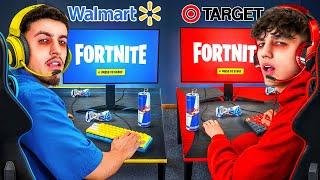 Last To Sleep Using Target vs Walmart Gaming Setup Wins! (Fortnite)