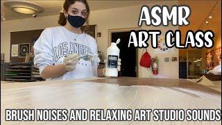 ASMR painting in art class! soft art studio sounds and brush noises