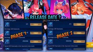 ASPIRANTS EVENT ALL FREE TOKENS PHASE 1 AND PHASE 2 RELEASE DATE IN MOBILE LEGENDS •• MLBB