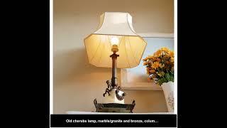 Old cherubs lamp, marble/granite and bronze, column lamp, home lighting