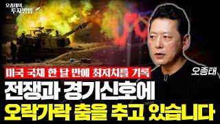 미국 국채 한 달 만에 최저치 기록, 전쟁과 경기신호에 오락가락 춤을 추고 있습니다ㅣ오종태