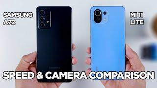 Samsung A72 vs Mi 11 Lite SPEED TEST & CAMERA Comparison | Zeibiz