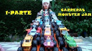 CARRERAS MONSTER JAM  PAPA VS HIJO HOT WHEELS EXPRESS 1-PARTE