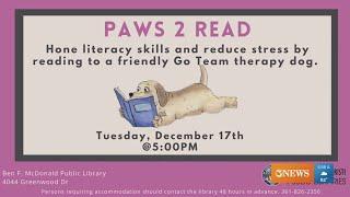 Read to therapy dogs at Ben F. McDonald Library's 'Paws 2 Read'