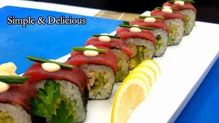 Simple Sushi Recipe with Shrimp and Tuna by Sushi Man Santosh