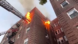 First Due Arrival FDNY - Fire out the 5th Floor Windows