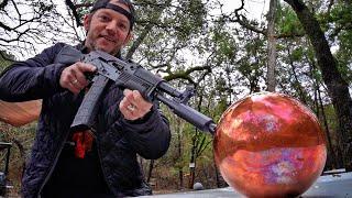 AK-105 vs $3,000 Solid Copper Ball