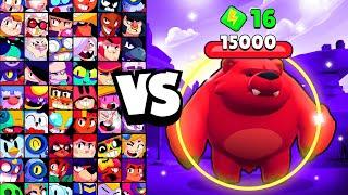 NITA BEAR vs ALL BRAWLERS! With 16 POWER-UPs! | Brawl Stars