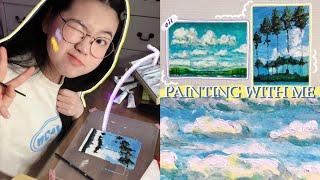 방 꾸미려는데 엽서 왜 이렇게 비싸! 그럴 바엔 내가 그린다유화 그리기!!/painting with me/유화 재료 소개/그림 그리기/방 꾸미기/찐반장