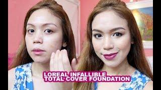 LOREAL INFALLIBLE TOTAL COVER FOUNDATION REVIEW (15 HOUR WEAR TEST) + GIVEAWAY  - candyloveart