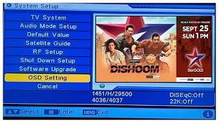 OSD SETTING ON DD FREE DISH 2019 star Gold Tv channel