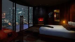 8 Hour | Cozy Hotel Room Ambience | Rainy Night | Relaxation| White Noise 