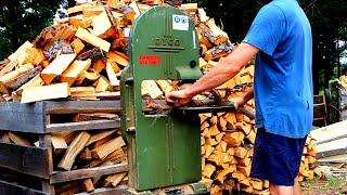 Cutting Firewood with a Water Powered Bandsaw for Free