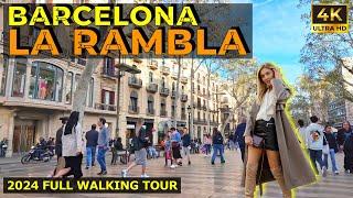 Barcelona La Rambla Walking Tour 2024: Feel The Vibe of Central Barcelona 4k