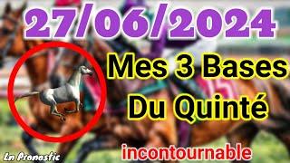 Pronostics PMU Mes 3 bases incontournable JEUDI 27 JUIN 2024 LA TESTE DE BUCH