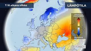 Kuukausiennuste lämpötiloista 30.9.2024