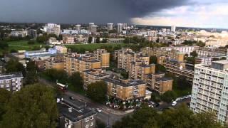 Gloomy and clear Sky over London at the same time