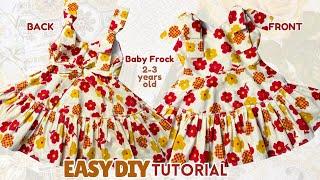 DIY Baby Frock Cutting and Stitching Easy Tutorial | Birthday Princess Baby Dress for 2-3 years old