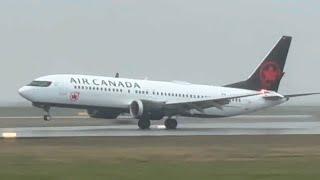 Air Canada 737 Max 8 BUTTER Landing in Rain and Low Visibility at YVR