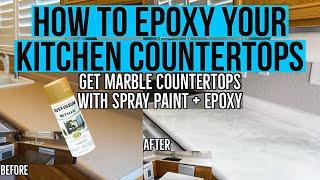 HOW TO EPOXY COUNTERTOPS | WHITE MARBLE COUNTERTOP | EPOXY COUNTERTOP DIY | RENEW OLD COUNTERTOPS