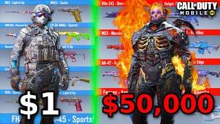 $1 vs $50,000 COD MOBILE ACCOUNT