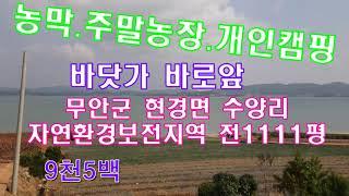 토지매물번호(1857)무안군 현경면 수양리 전1111평 *바닷가 바로앞* 매매 9천5백만 귀농.귀촌 농막 주말농장 개인캠핑장 적합 자연환경보전지역 수산자원보호구역 농업진흥지역