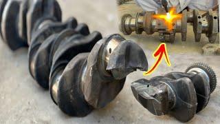 How Repaired A Badly Broken Truck CrankShaft That was Very Risky Situation wise Mechanic Handle it..