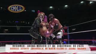 CMLL -BARBOZA - DIFUNTO - ZANDOKAN JR. VS HIJO DE VILLANO III-AKUMA - VALIENTE/ARENA MÉXICO/27-12-24