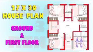 27X30 2D HOUSE PLAN | 27X30 2D HOME PLAN | 27X30 HOUSE PLAN |  GROUND FLOOR WITH PARKING | 27X30 |