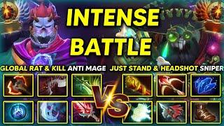 TRULY INTENSE BATTLE | GLOBAL RAT & KILL ANTI MAGE VS. JUST STAND & HEADSHOT SNIPER | 7.37d DOTA 2