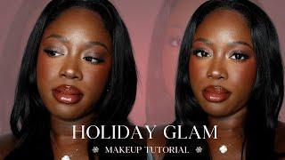 HOLIDAY GLAM  Makeup Tutorial for Dark Skin | DETAILED Guide for Festive Makeup