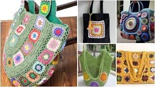 Most gorgeous granny crochet square/flower pattern boho style bag/handbag/shoulder bag designs