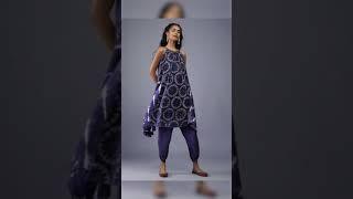 Midnight Blue Silk Bandhani Top With Tie-Dye Side Panel And Silk Dhoti Pants