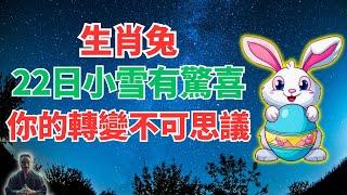 生肖兔，注意！命理提醒：22日#小雪節氣，你有意外好事降臨，帶來不可思議的轉變！ #2024年生肖兔運勢 #2024年生肖兔運程 #2024年屬兔運勢 #屬兔運程