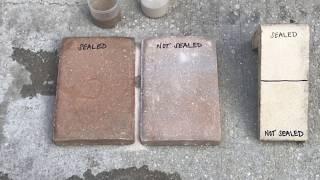 Paver sealing demo on pavers, concrete, and coping.  Check out the color enhancement & water beading