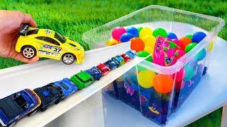 Aquarium vs Marble Run Race ASMR in Water Slide with Racing Cars & Orbeez & DIY Elephant toothpaste