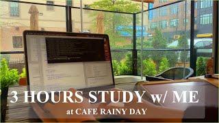 3 HOURS Study with me Cafe| Coffee Shop Ambiance|Heavy Rain|Background noise|| 4k| Mindful Studying