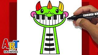 How To Draw PIANOSAURUS Poppy Playtime 4 - INCREDIBOX SPRUNKI