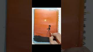 simple silhouette acrylic painting  painting landscapes with acrylics #art #painting #shorts #yt