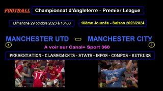 MANCHESTER UTD - MANCHESTER CITY : 10ème journée PL 2023-2024 - PRONOS, STATS, ANALYSE, SIMULATION