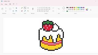 How to draw a Pixelated Strawberry Cake using MS Paint | How to draw on your computer