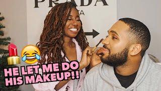 HILARIOUS GIRLFRIEND DOES BOYFRIEND'S MAKEUP TAG | @LeoniJoyce