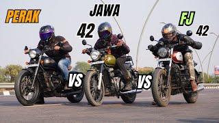 Jawa 42 FJ Vs Jawa Perak Vs Jawa 42 Triple Battle Drag Race | Ksc Vlogs