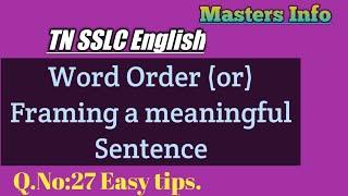 TN SSLC English-Word Order/Framing a meaningful Sentence in Tamil