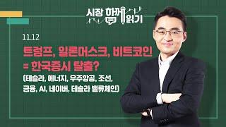 [시장함께읽기] 11월 12일, 트럼프, 일론머스크, 비트코인 = 한국증시 탈출?(테슬라, 에너지, 우주항공, 조선, 금융, AI, 네이버, 테슬라 밸류체인)